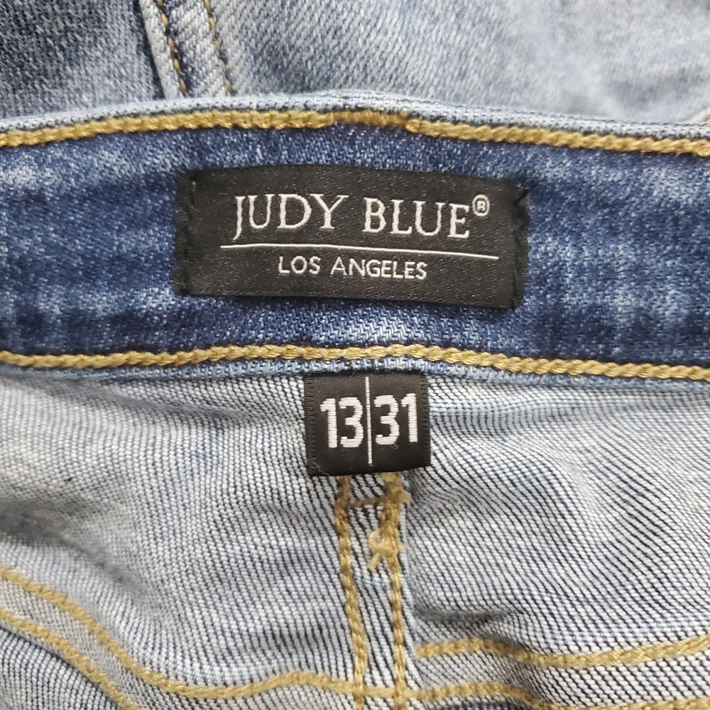Judy Blue Jeans Wide Leg Cropped Distressed Size 31 Boho Casual Denim - Picture 8 of 11